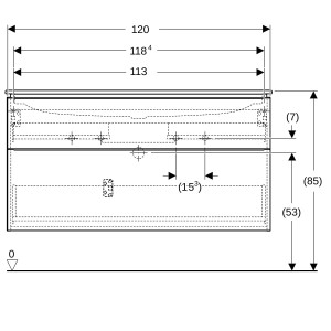 Pack lav slim 120 cm avc mbl Geberit iCon 2T et siphon poignée Blanc Blanc br. - GEBERIT 502.338.01.1 