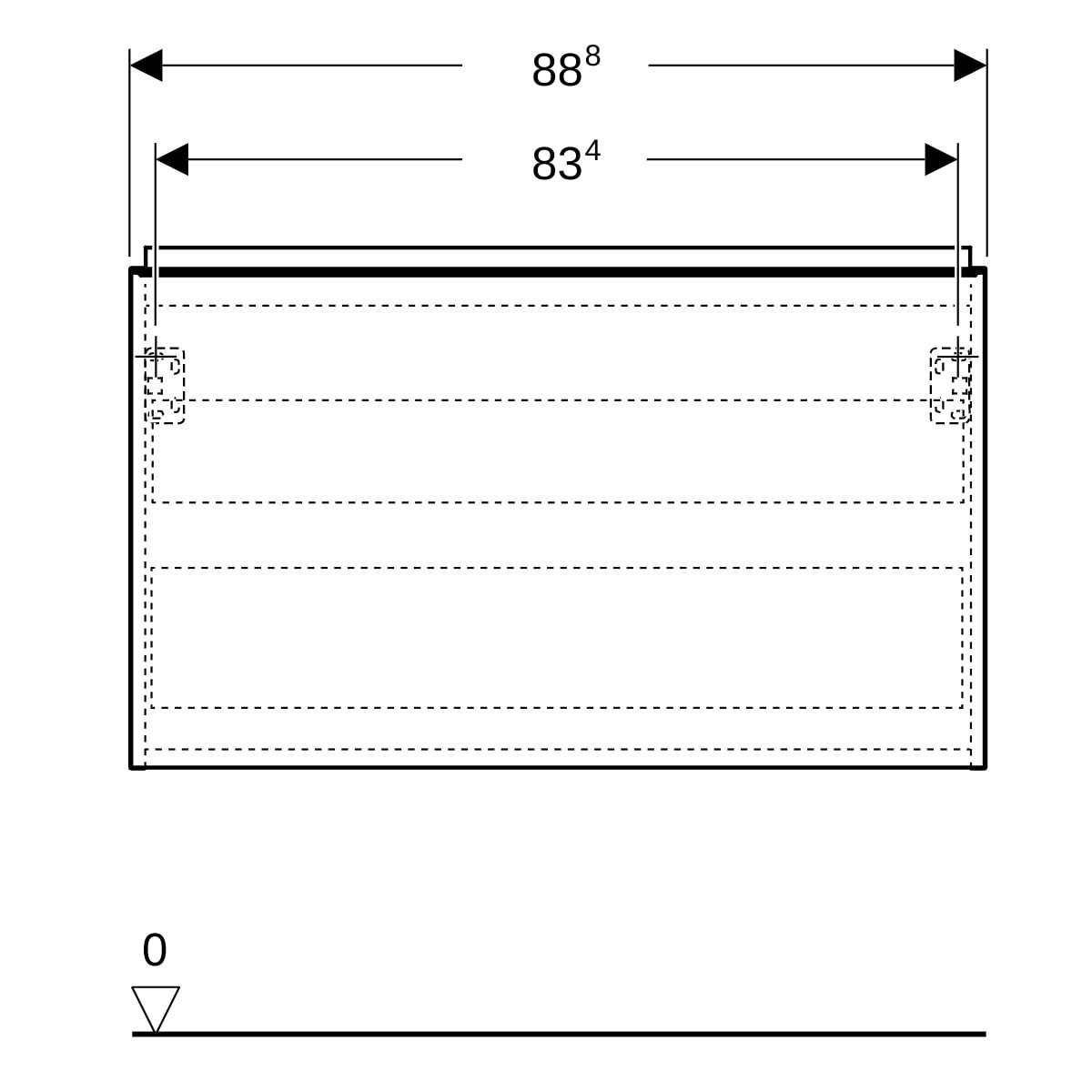 Meuble bas Geberit Acanto 1 tiroir 1 tir anglaise lavabo 90cm blanc mat - GEBERIT 503.005.01.3 