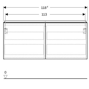 Meuble bas Geberit Acanto 2 tiroirs 2 tir anglaise lavabo 2C 120cm noyer car. - GEBERIT 503.007.JR.1 
