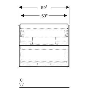 Meuble bas pour lavabo Geberit ONE 2 tiroirs L60cm P47cm Noyer carya - GEBERIT 505.261.00.6 