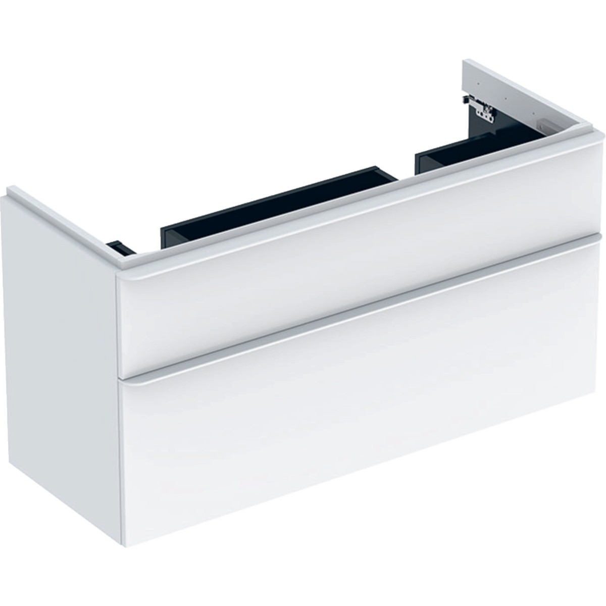 Meub. bas Geberit Smyle Square pour lav double 2 tiroirs 118.4x61.7x47 Blanc - GEBERIT 500.356.00.1 