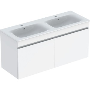 Pack lavabo slim 130 cm + meuble Geberit Renova Plan 1T 1T à l'angl. Blanc br. - GEBERIT 501.918.01.1 
