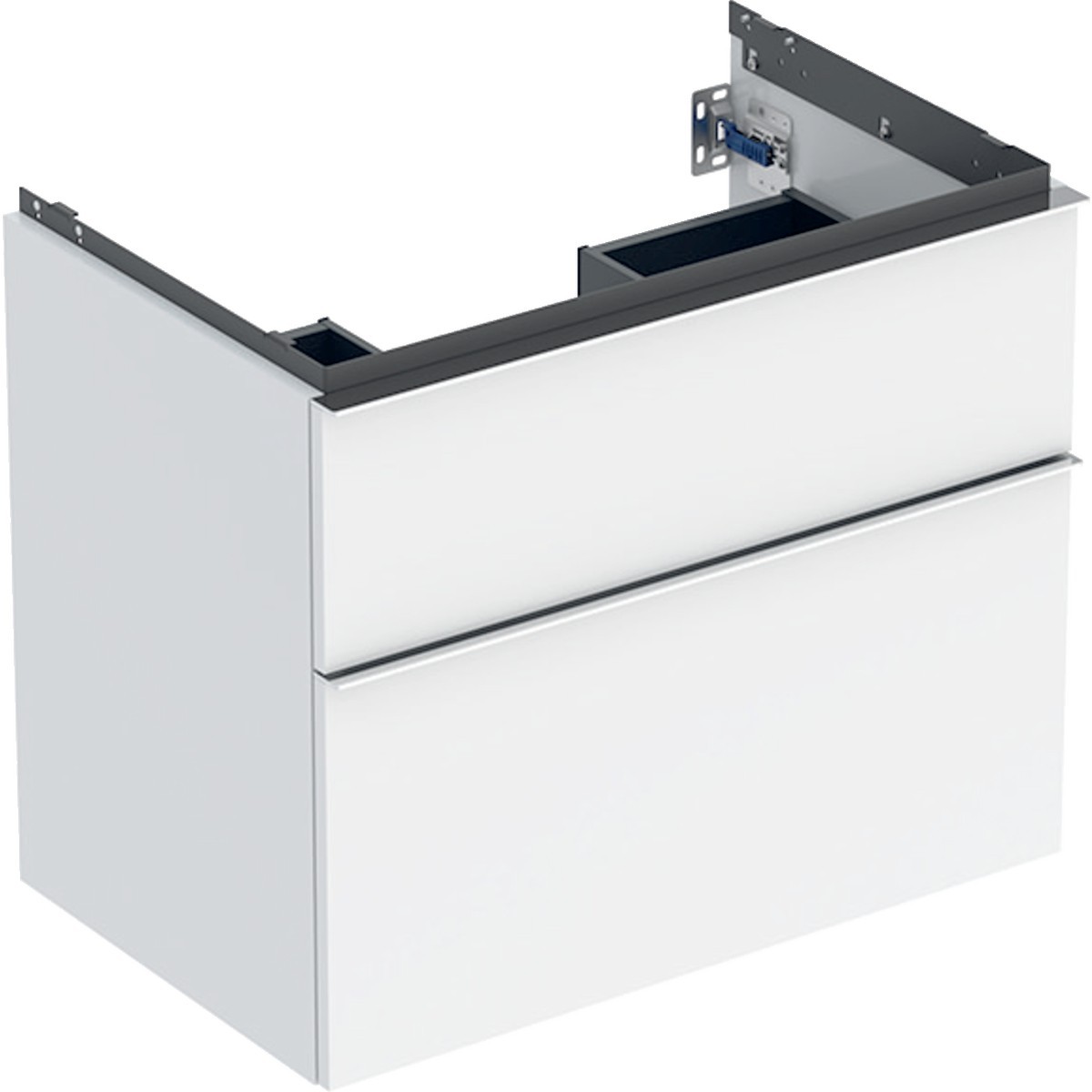 Meuble sous lavabo 75 cm Geberit iCon 2 tiroirs poignée Chrome Blanc brillant - GEBERIT 502.304.01.2 