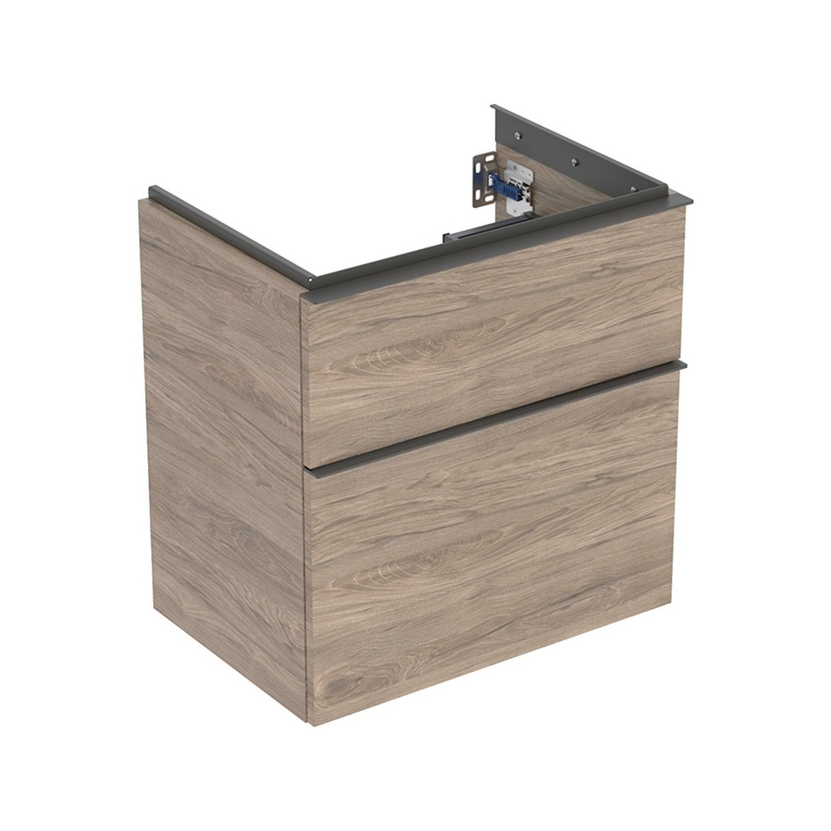 Meuble sous lavabo 60 cm compact Geberit iCon 2 tiroirs Noyer Carya - GEBERIT 502.307.JR.1 