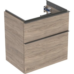 Meuble sous lavabo 60 cm compact Geberit iCon 2 tiroirs Noyer Carya - GEBERIT 502.307.JR.1 