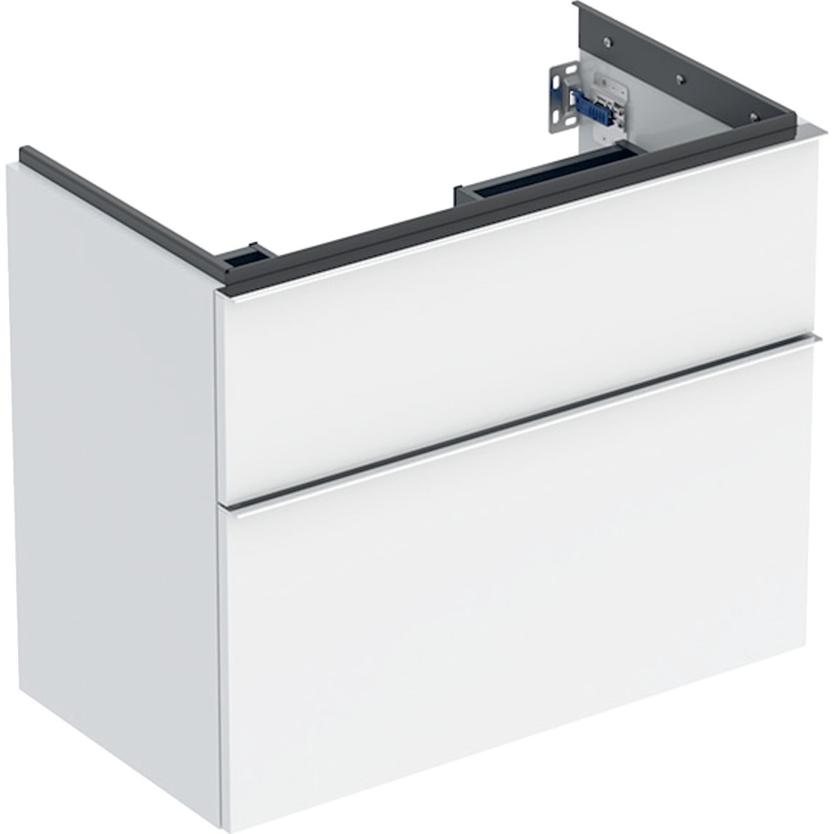 Meuble sous lavabo 75 cm compact Geberit iCon 2 tiroirs poignée Chrome Blanc br - GEBERIT 502.308.01.2 