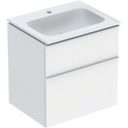 Pack lavabo slim 60 cm avec meuble Geberit iCon 2 tiroirs et siphon Blanc mat - GEBERIT 502.335.01.3 