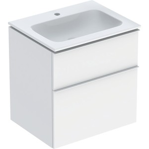 Pack lavabo slim 60 cm avec meuble Geberit iCon 2 tiroirs et siphon Blanc mat - GEBERIT 502.335.01.3 