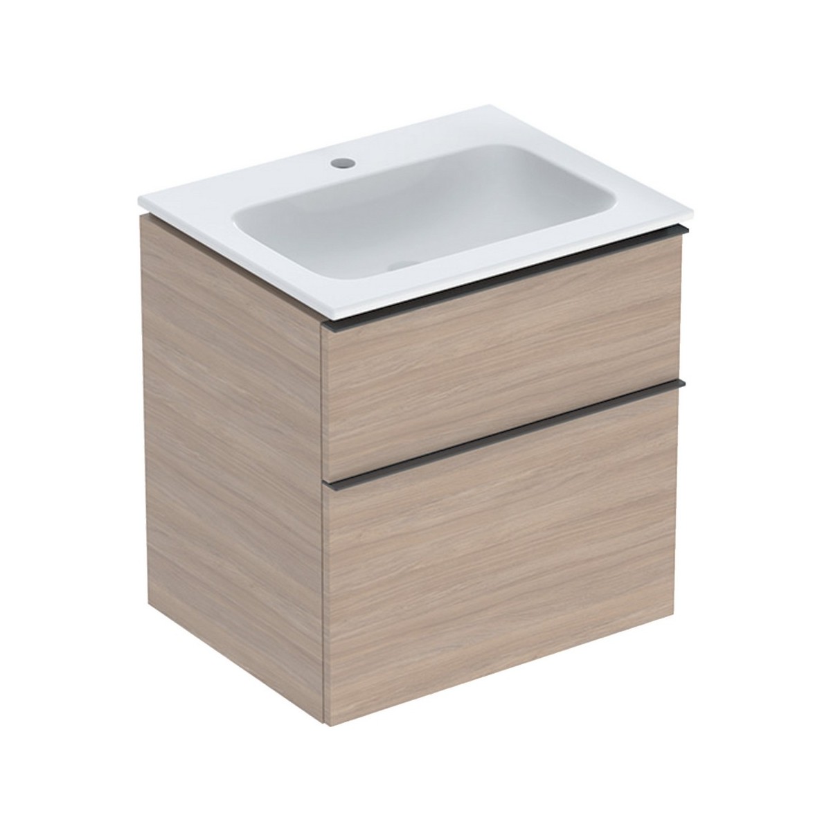 Pack lavabo slim 60 cm avec meuble Geberit iCon 2 tiroirs et siphon Chêne - GEBERIT 502.335.JH.1 