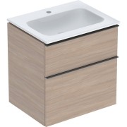Pack lavabo slim 60 cm avec meuble Geberit iCon 2 tiroirs et siphon Chêne - GEBERIT 502.335.JH.1 