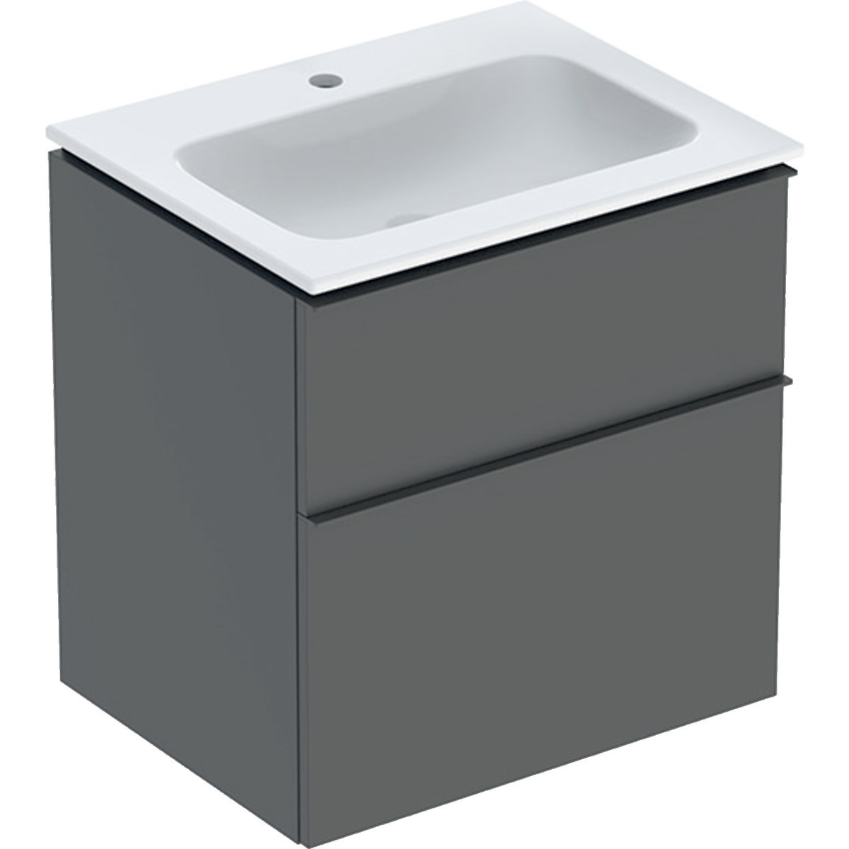Pack lavabo slim 60 cm avec meuble Geberit iCon 2 tiroirs et siphon Gris velouté - GEBERIT 502.335.JK.1 