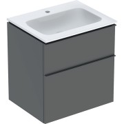 Pack lavabo slim 60 cm avec meuble Geberit iCon 2 tiroirs et siphon Gris velouté - GEBERIT 502.335.JK.1 
