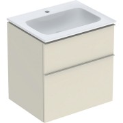 Pack lavabo slim 60 cm avec meuble Geberit iCon 2 tiroirs et siphon Sable gris - GEBERIT 502.335.JL.1 
