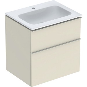 Pack lavabo slim 60 cm avec meuble Geberit iCon 2 tiroirs et siphon Sable gris - GEBERIT 502.335.JL.1 