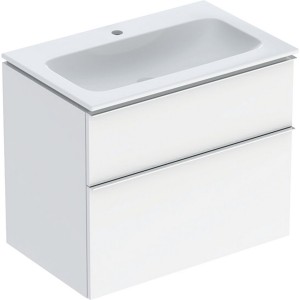 Pack lav slim 75 cm avc mbl Geberit iCon 2Tet siphon poignée Chrome Blanc br. - GEBERIT 502.336.01.2 