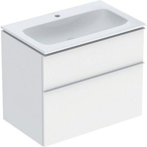 Pack lavabo slim 75 cm avec meuble Geberit iCon 2 tiroirs et siphon Blanc mat - GEBERIT 502.336.01.3 