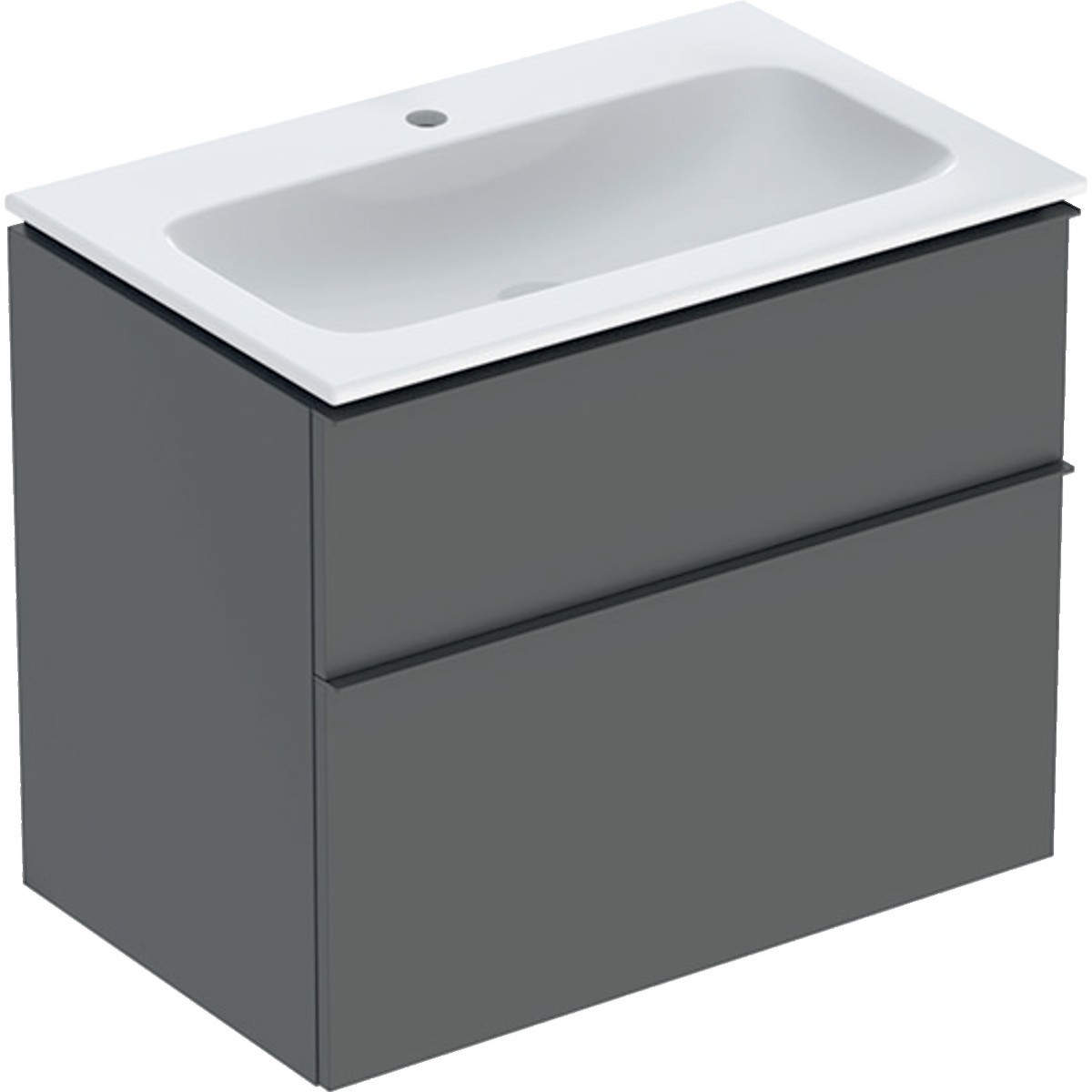Pack lavabo slim 75 cm avec meuble Geberit iCon 2 tiroirs et siphon Gris velouté - GEBERIT 502.336.JK.1 