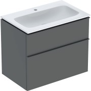 Pack lavabo slim 75 cm avec meuble Geberit iCon 2 tiroirs et siphon Gris velouté - GEBERIT 502.336.JK.1 