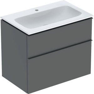 Pack lavabo slim 75 cm avec meuble Geberit iCon 2 tiroirs et siphon Gris velouté - GEBERIT 502.336.JK.1 