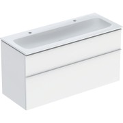 Pack lavabo slim 120 cm avec meuble Geberit iCon 2 tiroirs et siphon Blanc mat - GEBERIT 502.338.01.3 