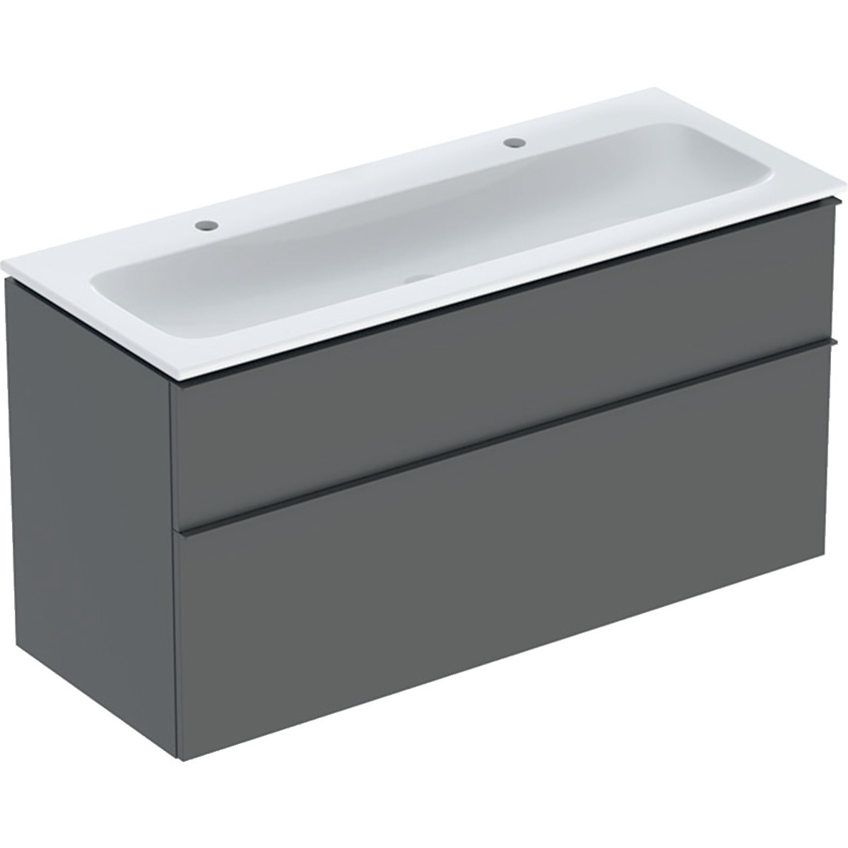 Pack lavabo slim 120 cm avc meuble Geberit iCon 2 tiroirs et siphon Gris velouté - GEBERIT 502.338.JK.1 