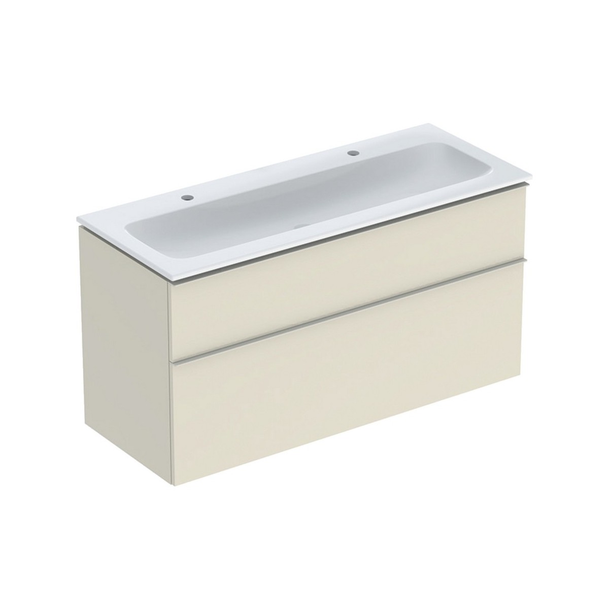 Pack lavabo slim 120 cm avec meuble Geberit iCon 2 tiroirs et siphon Sable gris - GEBERIT 502.338.JL.1 