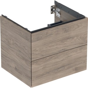Meuble bas pour lavabo Geberit ONE 2 tiroirs L60cm P47cm Noyer carya - GEBERIT 505.261.00.6 