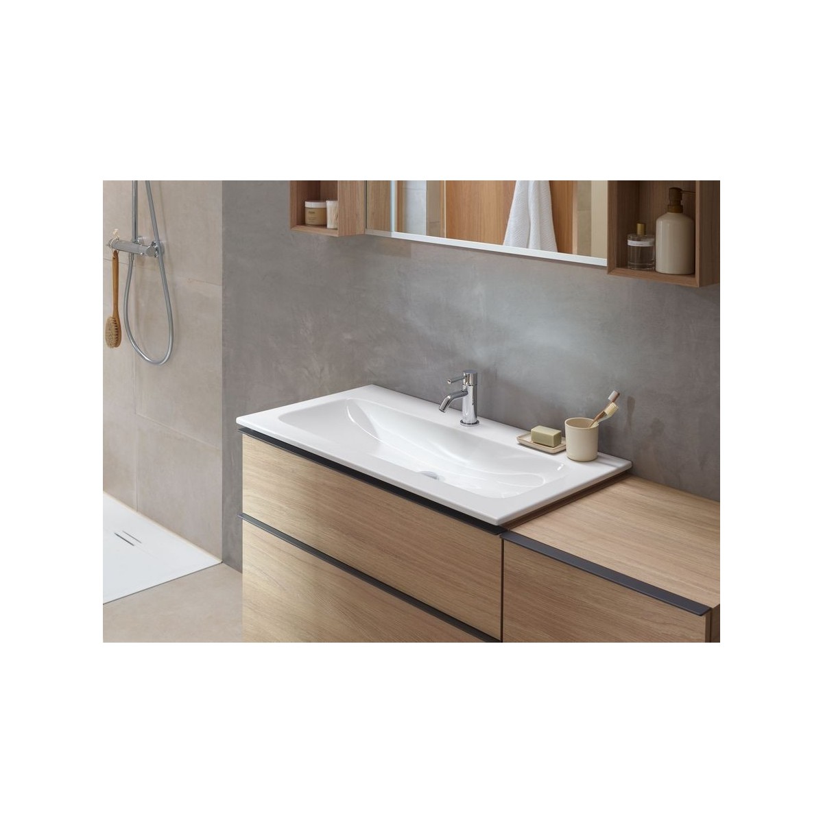 Meuble sous lavabo 90 cm Geberit iCon 2 tiroirs Chêne - GEBERIT 502.305.JH.1 