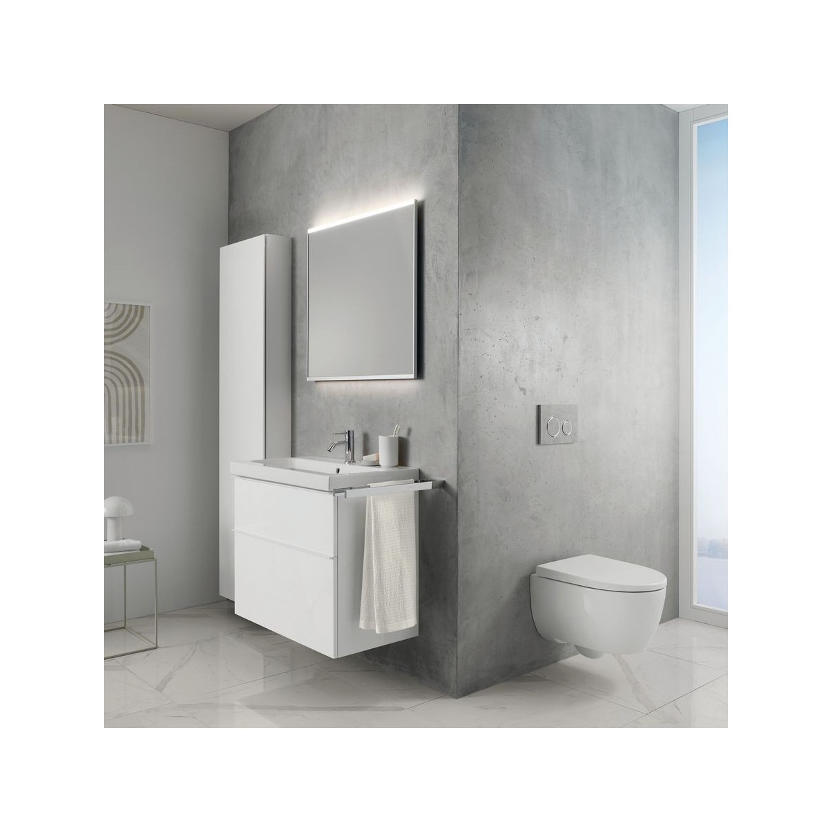 Meuble sous lavabo 75 cm compact Geberit iCon 2 tiroirs Blanc mat - GEBERIT 502.308.01.3 