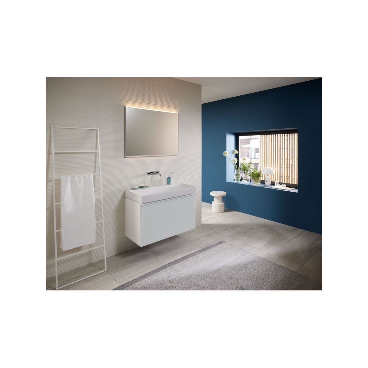 Meuble bas Geberit Acanto 1 tiroir 1 tir anglaise lavabo 90cm verre blanc - GEBERIT 503.005.01.2 
