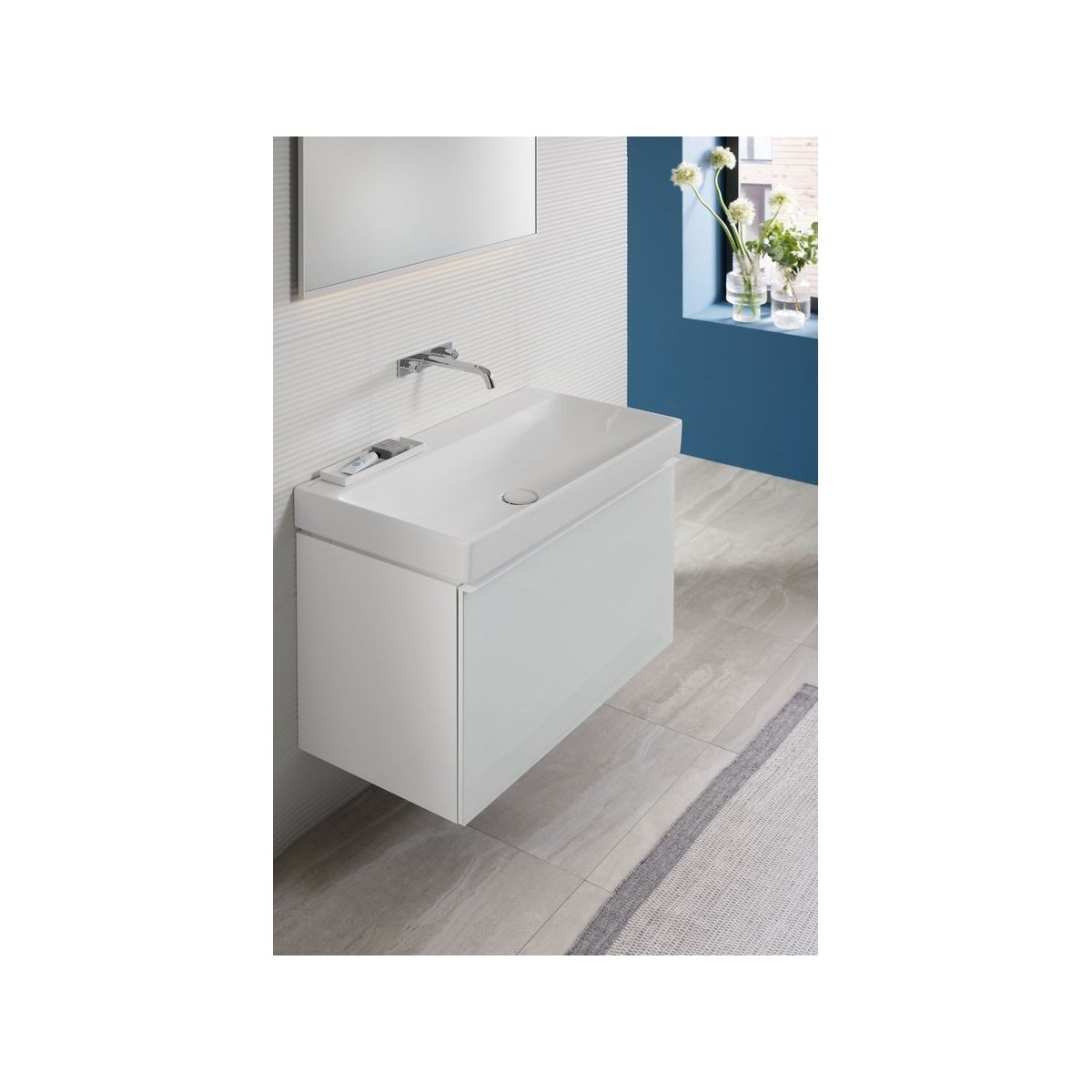 Meuble bas Geberit Acanto 1 tiroir 1 tir anglaise lavabo 90cm verre blanc - GEBERIT 503.005.01.2 