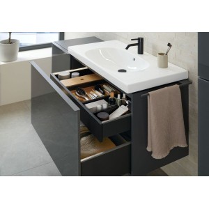 Meuble bas Geberit Acanto 1 tiroir 1 tir anglaise lavabo 90cm verre gris - GEBERIT 503.005.JK.2 