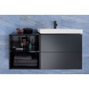 Meuble bas pour lavabo Geberit ONE 2 tiroirs L60cm P47cm Noir mat - GEBERIT 505.261.00.8 