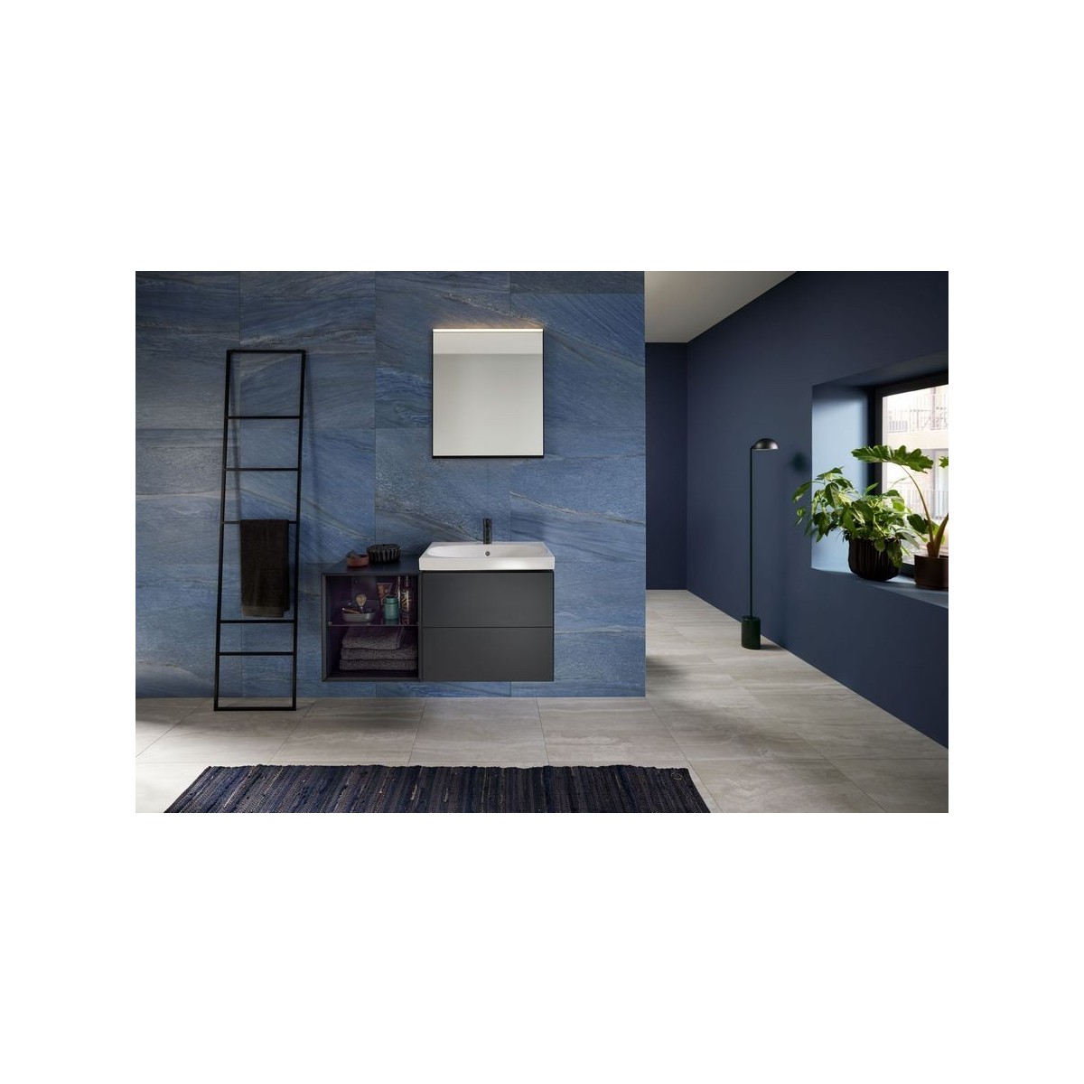 Meuble bas pour lavabo Geberit ONE 2 tiroirs L60cm P47cm Noir mat - GEBERIT 505.261.00.8 