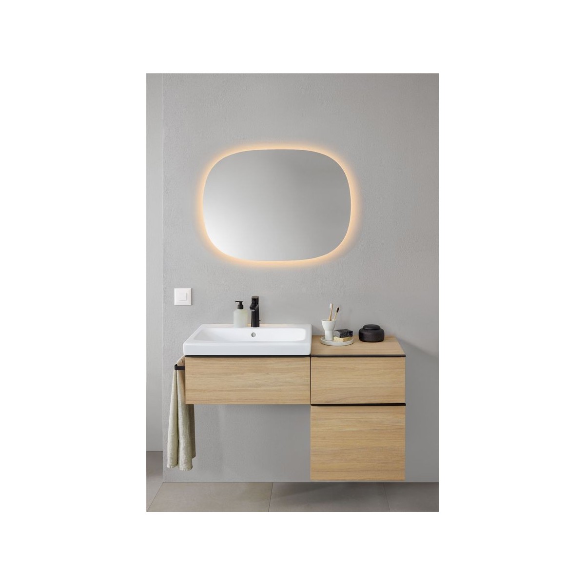 Vasque à poser Geberit iCon Light 75x48 trou robinetteri trop plein Blanc mat - GEBERIT 501.848.JT.1 