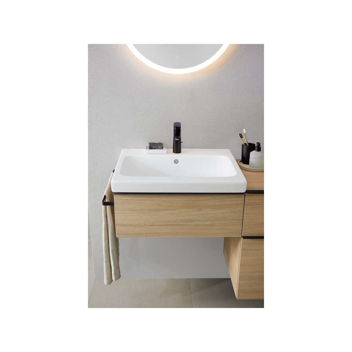 Vasque à poser Geberit iCon Light 75x48 trou robinetteri trop plein Blanc mat - GEBERIT 501.848.JT.1 