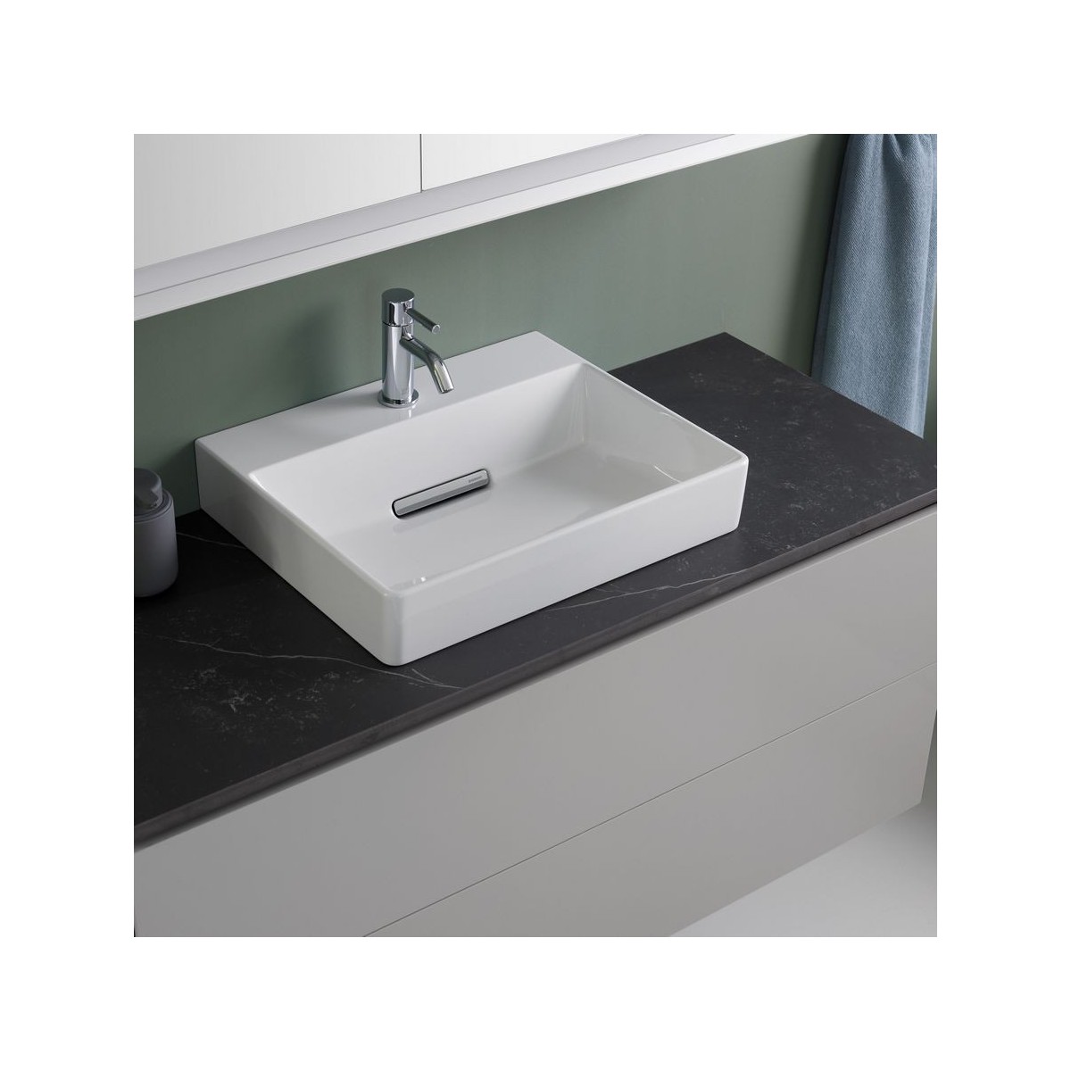Vasque poser Geberit ONE rect sortie horiz 50cm 1TR STP KeraTect Blc brill - GEBERIT 505.024.00.1 