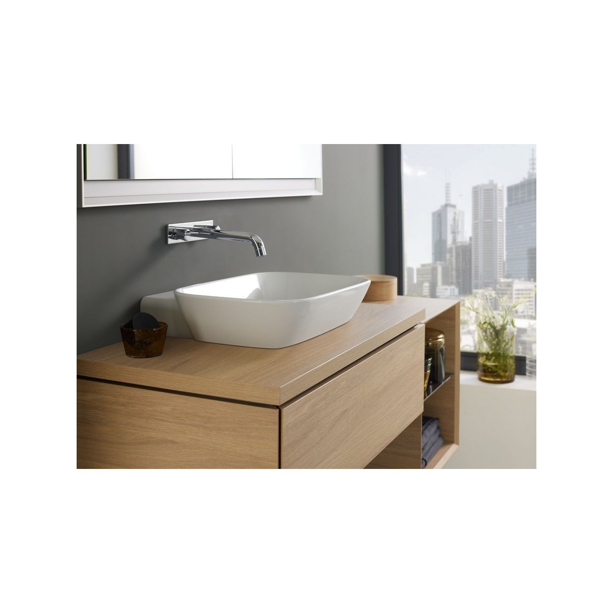 Vasq poser Geb ONE coupelle sortie horiz 50cm STR STP KeraTect Blc brillant - GEBERIT 505.050.00.1 