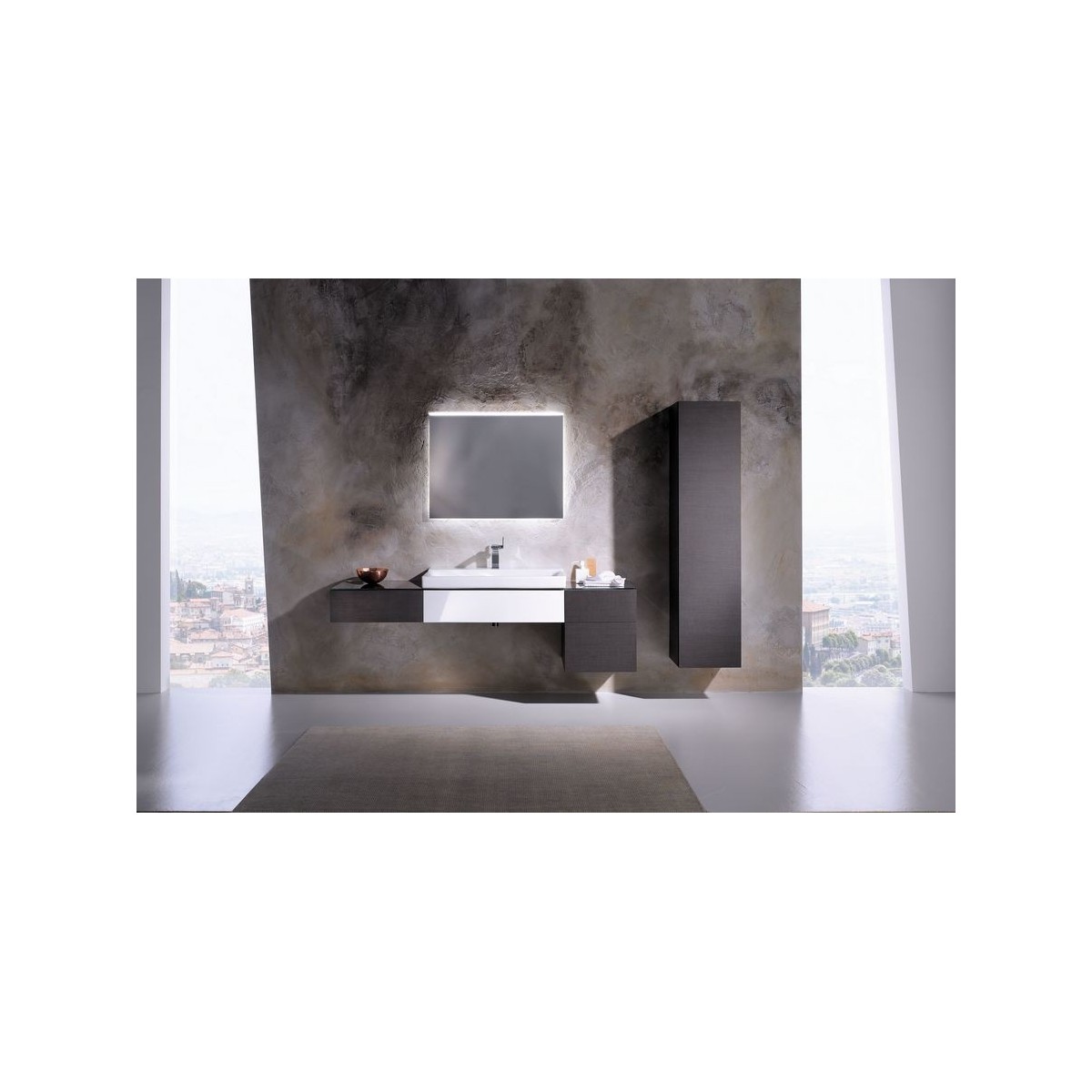 Colonne haute Geberit Xeno² porte et miroir intérieur 40x170x35.1cm Gris - GEBERIT 500.503.43.1 