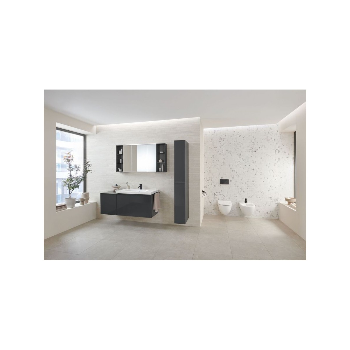 Colonne haute Geberit 2 tiroirs 24x180x48cm verre gris velouté - GEBERIT 503.011.JK.2 