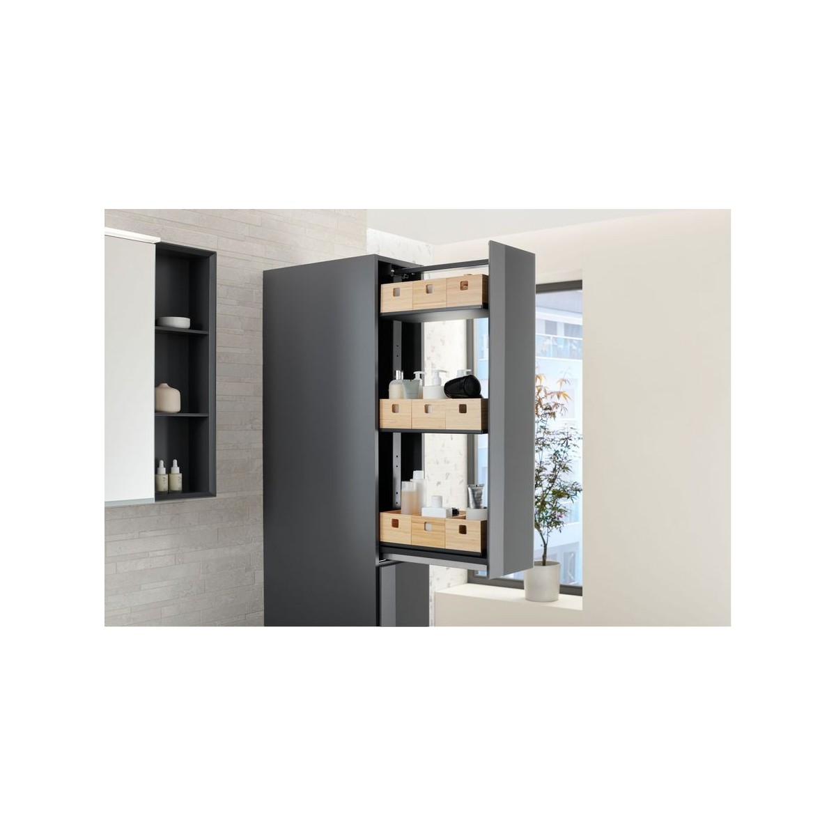 Colonne haute Geberit 2 tiroirs 24x180x48cm verre gris velouté - GEBERIT 503.011.JK.2 
