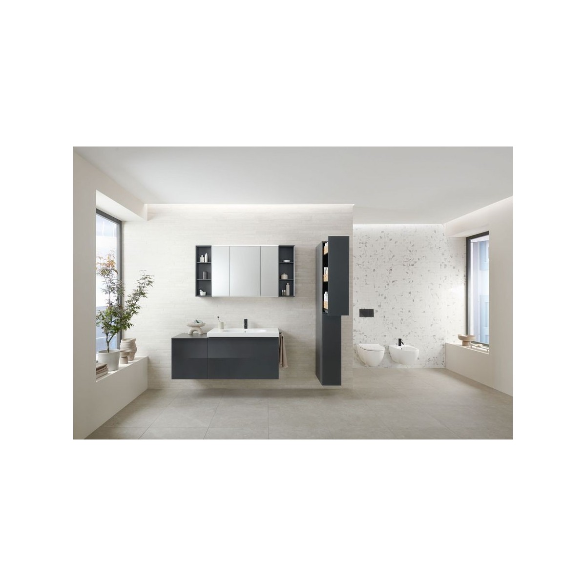 Colonne haute Geberit 2 tiroirs 24x180x48cm verre gris velouté - GEBERIT 503.011.JK.2 
