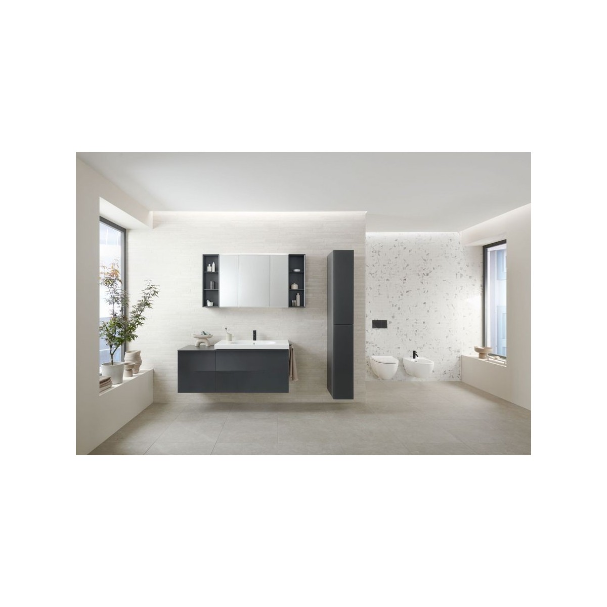 Colonne haute Geberit 2 tiroirs 24x180x48cm verre gris velouté - GEBERIT 503.011.JK.2 