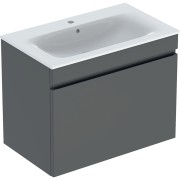 Pack lavabo slim 80 cm avc meuble Geberit Renova Plan 1T 1T à l'angl. Gris vel. - GEBERIT 501.916.JK.1 