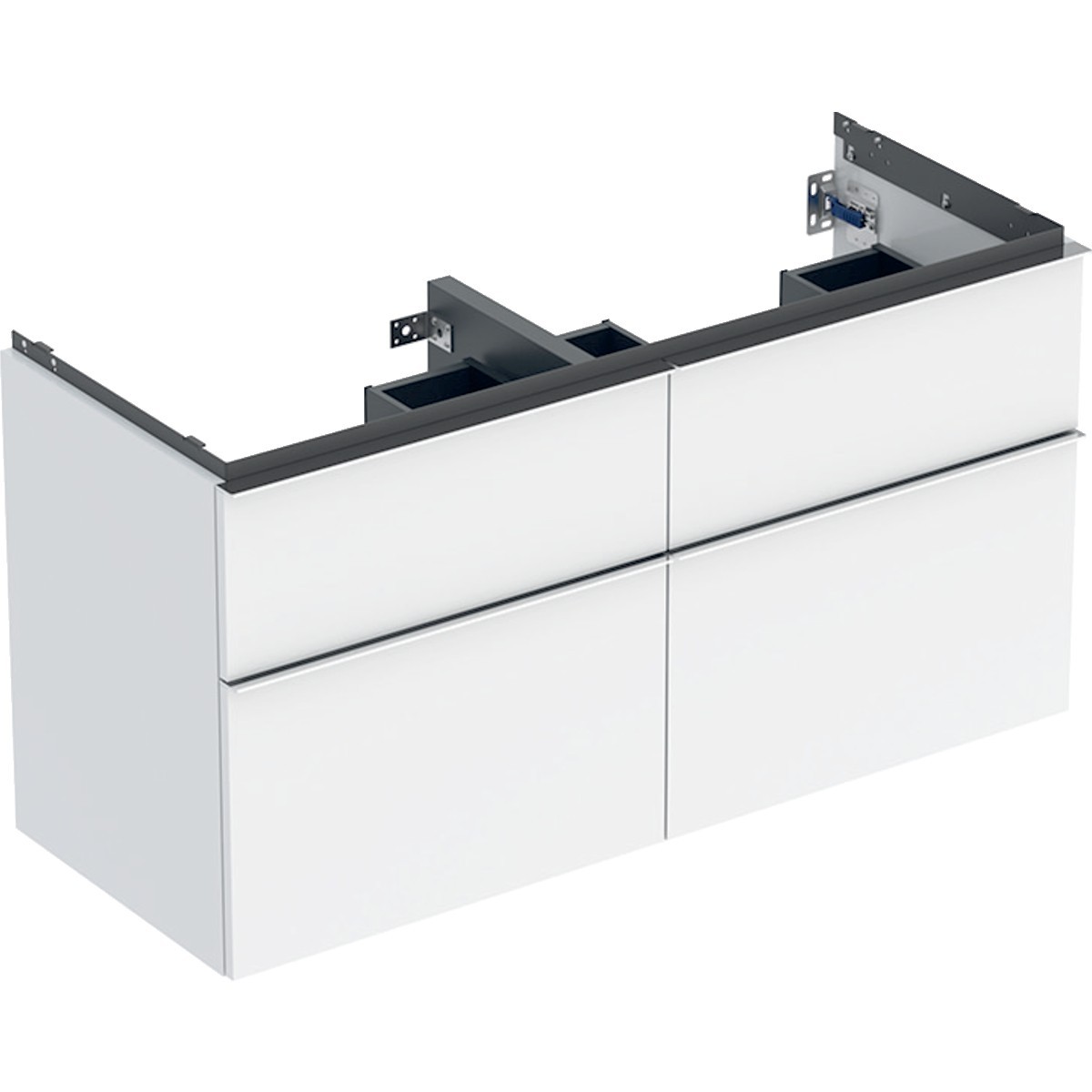 Meuble sous lavabo 120 cm 2 cuves Geberit iCon 4T poignée Chrome Blanc brillant - GEBERIT 502.309.01.2 
