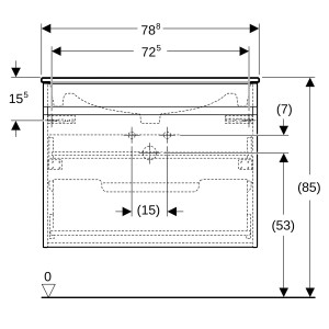 Pack lavabo slim 80 cm avc meuble Geberit Renova Plan 1T 1T à l'angl. Gris vel. - GEBERIT 501.916.JK.1 