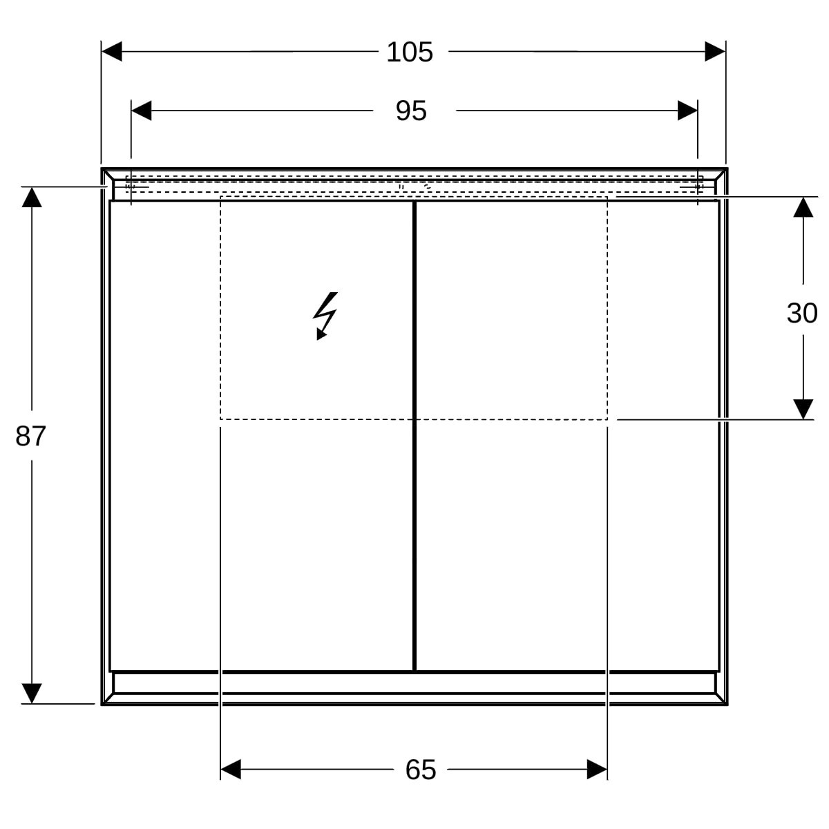 Armoire toilette Geberit ONE 2P montage en apparent 105x90cm Alu anodisé - GEBERIT 505.814.00.1 