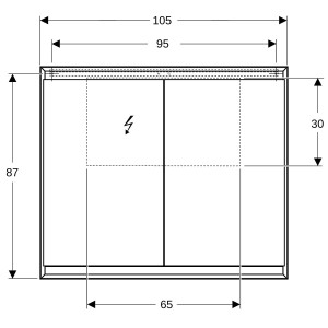 Armoire toilette Geberit ONE 2P montage en apparent 105x90cm Alu anodisé - GEBERIT 505.814.00.1 