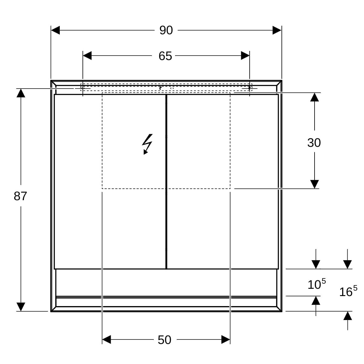 Armoire toilette Geberit ONE niche 2P montage en apparent 90x90cm Alu anodisé - GEBERIT 505.833.00.1 
