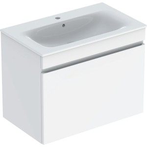 Pack lavabo slim 80 cm avc meuble Geberit Renova Plan 1T 1T à l'angl. Blanc br. - GEBERIT 501.916.01.1 